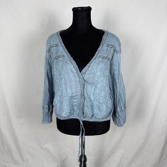 Free People Blue Crop Top - Picture 2 of 9